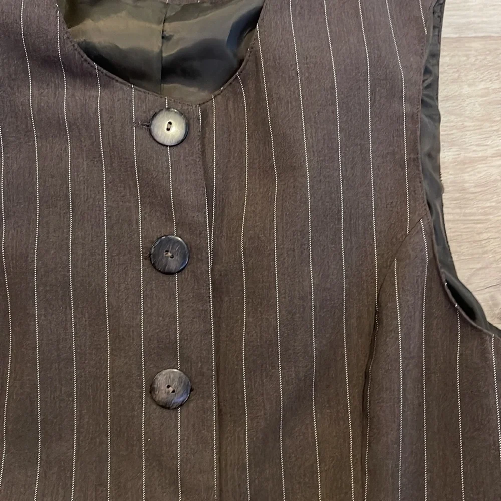 Miss Me Vintage Trending Longline Vest sz M (runs small) Brown Pinstripe - Picture 3 of 15